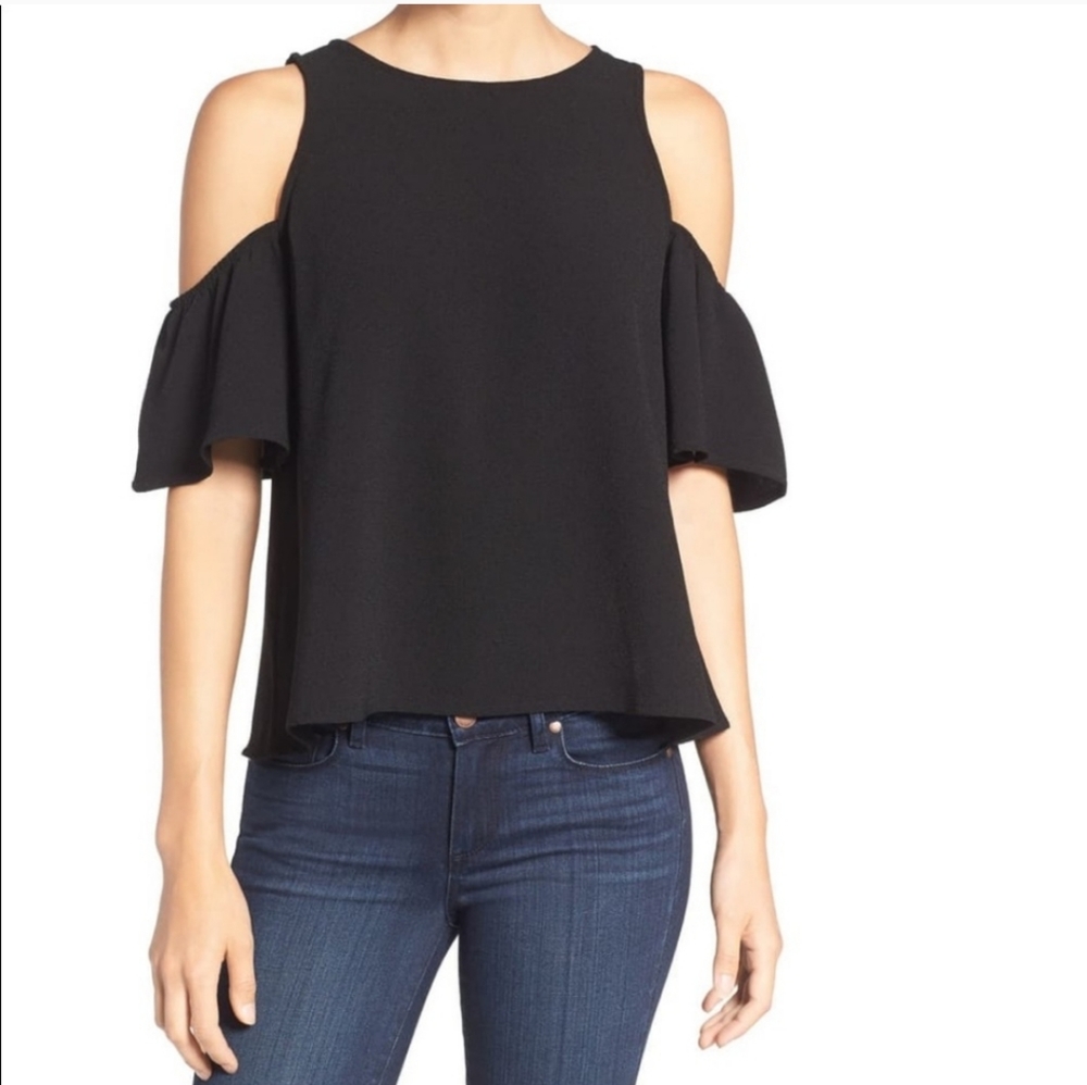 Chelsea28 Black Cold Shoulder Blouse